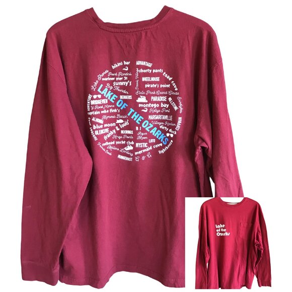 Upcycled Lake of the Ozarks Tee: Magenta Landmarks & Marinas Graphic, Size 2XL - Picture 16 of 16